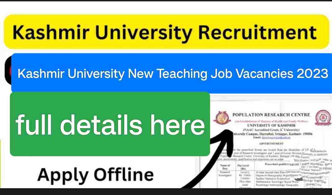 Kashmir University New Teaching Job Vacancies 2023
