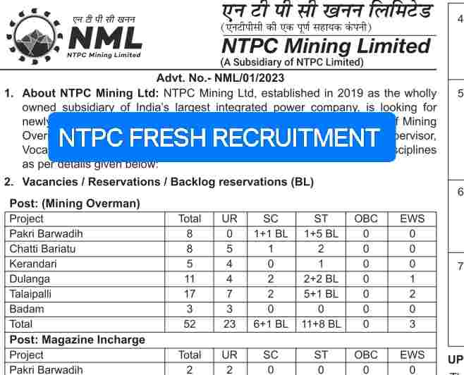 NTPC Fresh Recruitment 2023
