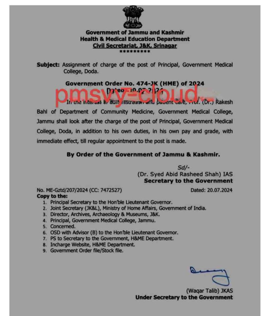 J&K Govt appoints Principal GMC Doda