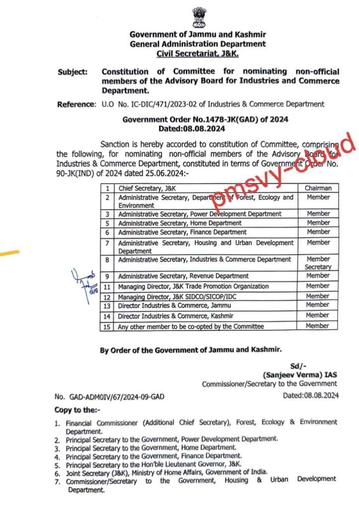 Govt Forms Committee For Advisory Board Nomination in jk