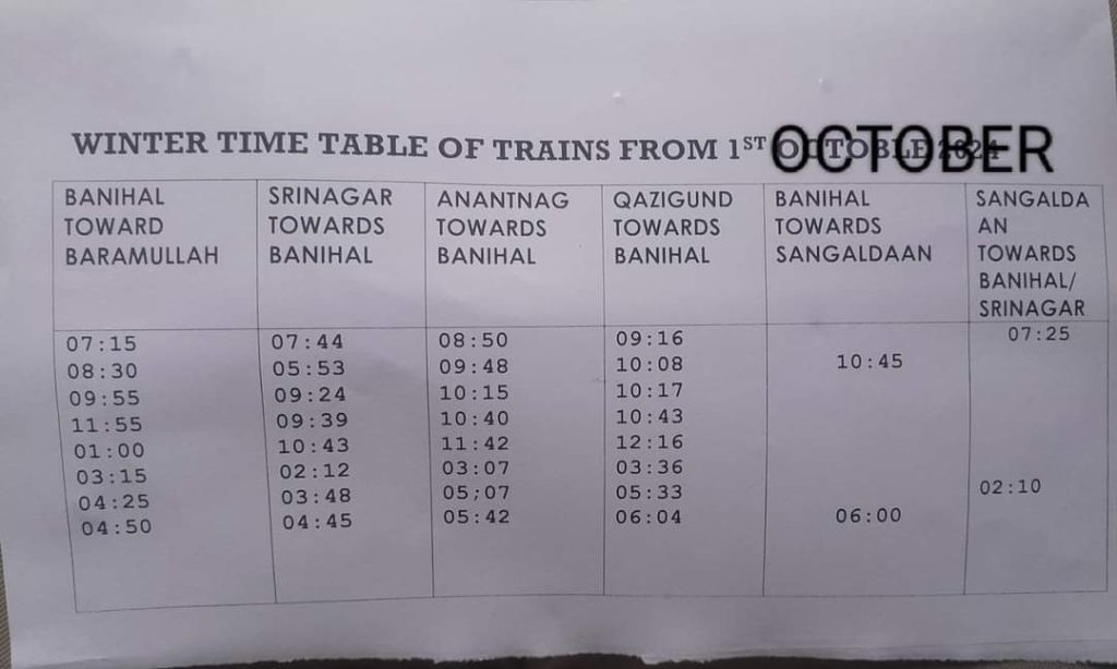 #Winter_train_timing  Ist oct. 2024