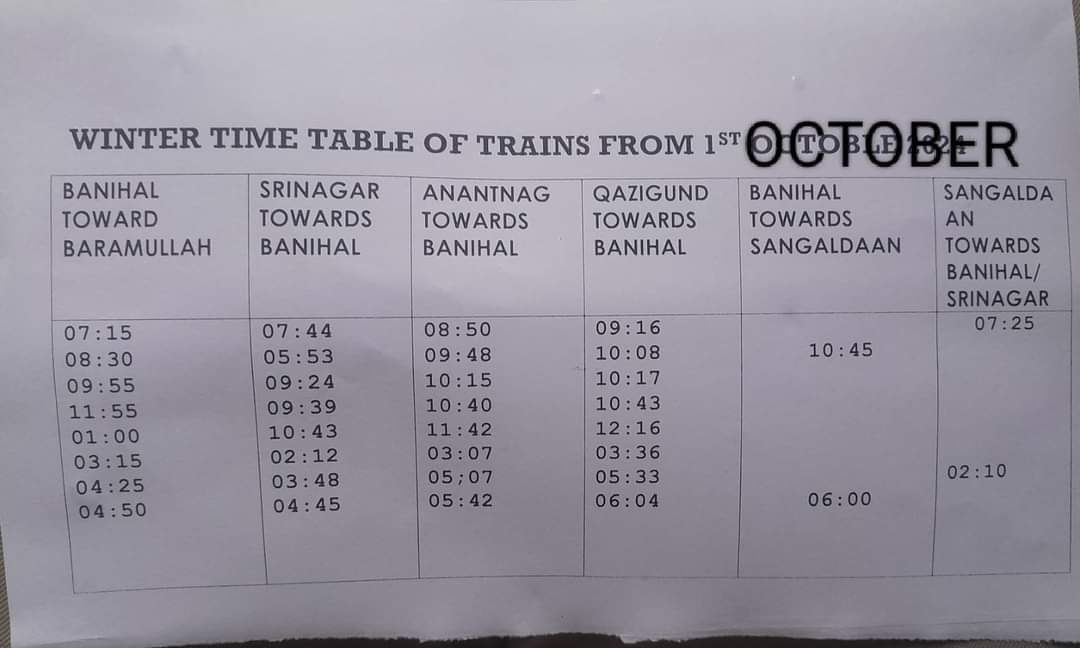#Winter_train_timing Ist oct. 2024