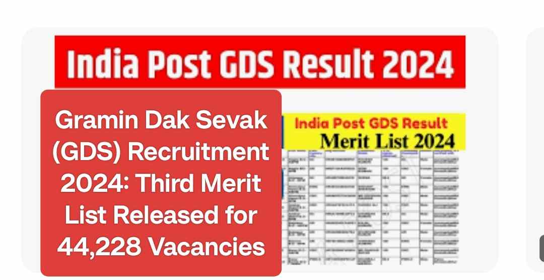 Gramin Dak Sevak (GDS) Recruitment 2024: Third Merit List Released for 44,228 Vacancies