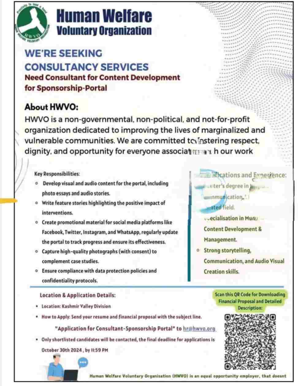 Human Welfare Voluntary Organization (HWVO) Kashmir Content Writing Jobs Vacancy 2024
