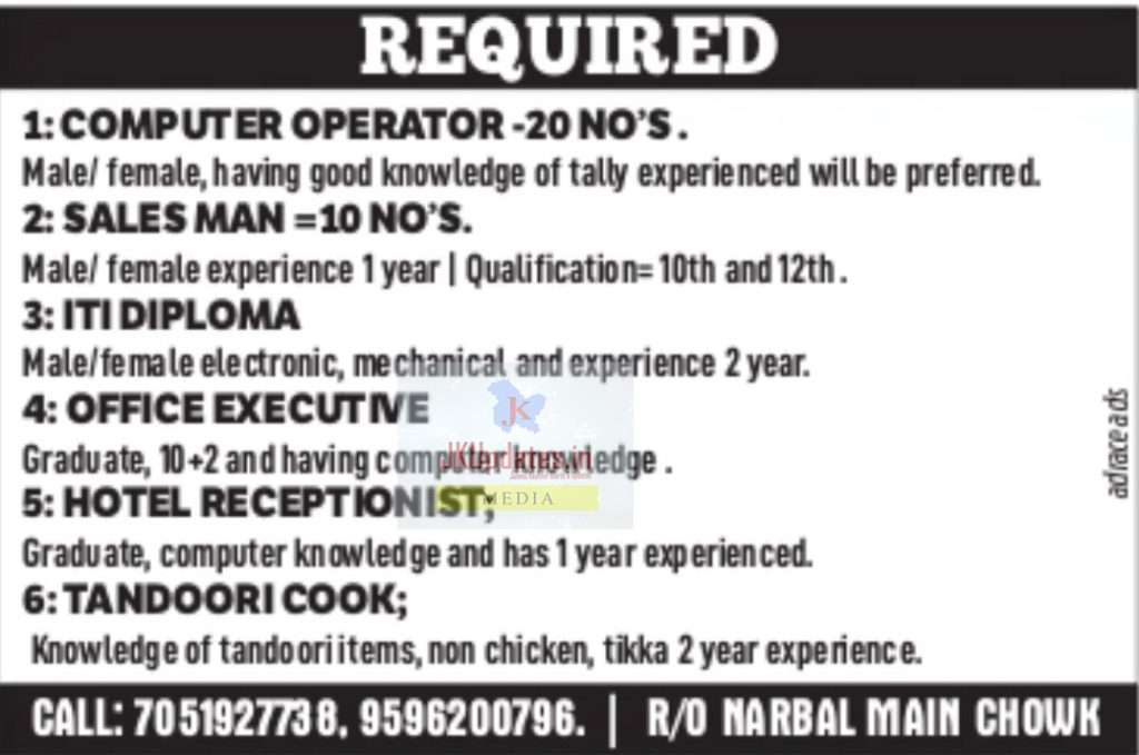 Hotel Receptionist Computer Operator