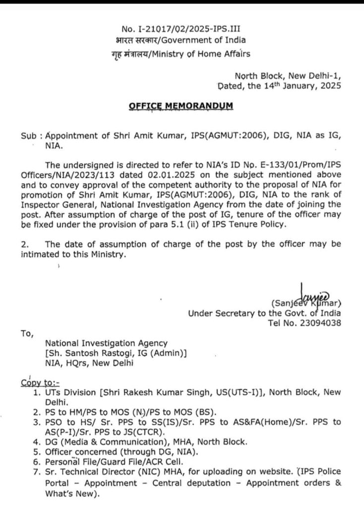 Appointment of IPS Officers