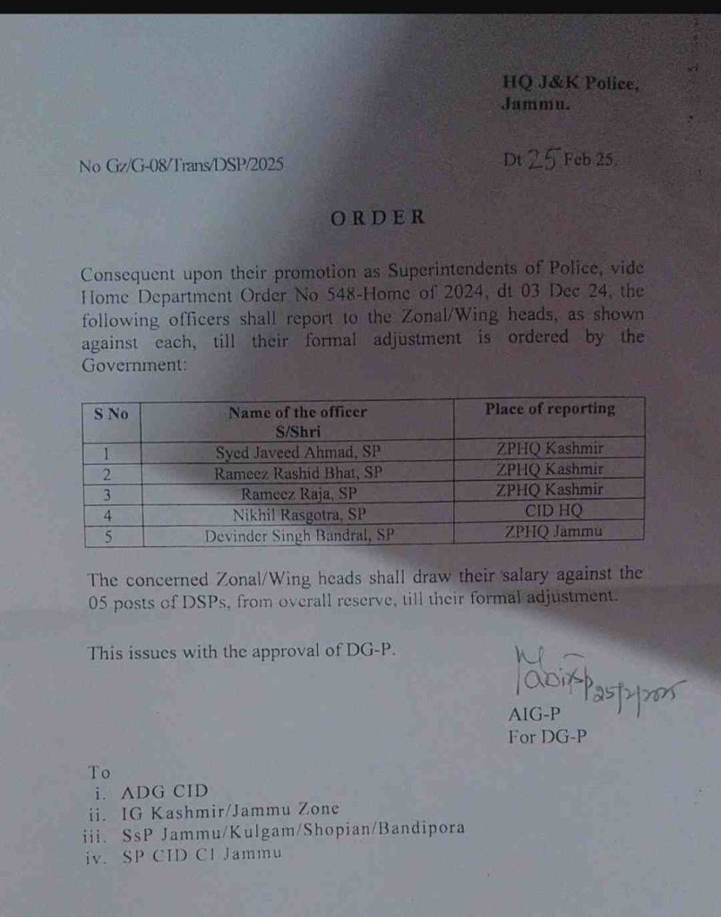 Five Officers Promoted to SP Rank