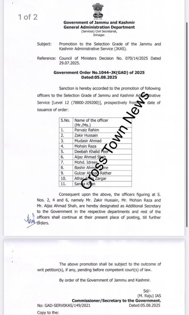 CM J&K Omar Abdullah promotes 11 JKAS Officers